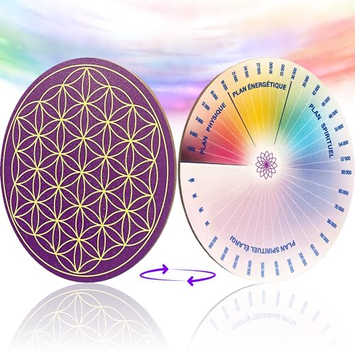 Vibratis Fleur de Vie en Bois pour Recharger Les Pierres & Pendules Divinatoires + Échelle de Bovis pour Calculer Le Taux Vibratoire -11,5CM | 100% Fabriqué en France