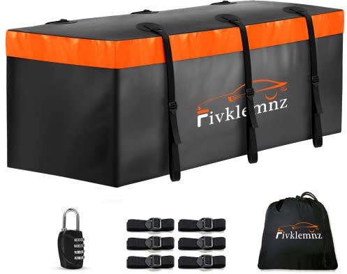 Sac de Transport Cargo à Montage sur attelage, 0,8 m³ 100% étanche pour Voiture (150 cm, 61 cm, 61 cm) avec 6 Sangles renforcées + 1 Serrure à Combinaison, Convient à Tous Les véhicules avec Panier