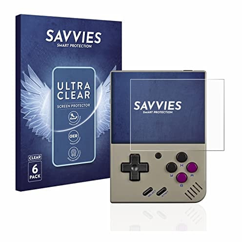Savvies Schutzfolie für Miyoo Mini Plus | 6 Stück Transparenter Displayschutz Made in Germany Ultra-Klar Displayschutz-Folie