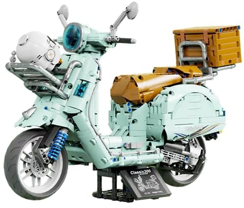 Auforua Technik Motorrad Bausteine Bausatz, 1:5 Groß Motorrad Modellbausatz, 1828 Teile MOC Klemmbausteine Technik Motorrad Set, Kompatibel mit Vespa Motorrad Technik
