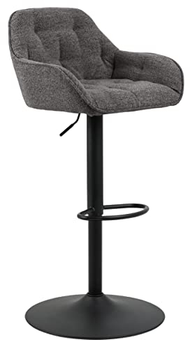 AC Design Furniture Bentley Lounge Barhocker 2er Set, Anthrazit Barhocker mit Rückenlehne und Armlehnen, Gepolsterte Barhocker mit Schwarzer Trompetenbasis, Hochstühle für die Hausbar, Esszimmermöbel