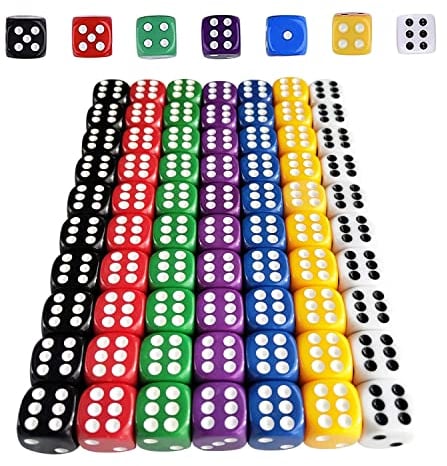 HUAZIZ 70 Stück Würfel Bunt Würfel 16mm, 6 Seitig 7 Farben, Farben Würfel Set
