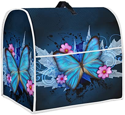 chaqlin Blue Butterfly Stand Mixer Cover,Kitchen Mixer Cover with Pocket for Stand Mixer,Food Mixer Cover Kitchen Blender Cover Toaster Blender Covers Kitchen Small Appliance Dust Cover