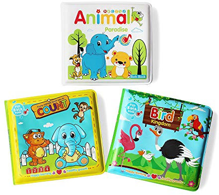 Baby Badespielzeug Bücher (3PCS),,Schwimmende Badewanne Lernen Tier zählen Vogel Thema Bücher wasserdichte frühpädagogische Badespielzeugbücher für Kleinkinder