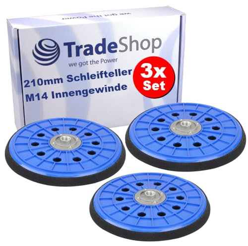 3x Trade-Shop Klett 210mm Schleifteller/Haftteller kompatibel mit Matrix DWS 600, 710, 750, 780, 1200, kompatibel mit DEMA TS800 / 10 Absauglöcher