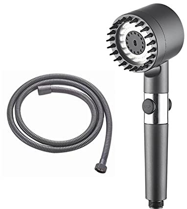 Alcachofa de ducha para el hogar, baño, ducha sobrecargada, regadera de lluvia súper fuerte, rociador de presión ajustable, color gris_A
