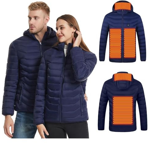 ALLC Heated Vest Hoodie Jacket, Removable Hat Electric Heating Coat, Heated Waistcoat with 4 Heating Zones 3 Temperature, Lightweight Slim Fit Heated Gilet for Winter Warm Outdoor Camping (M)