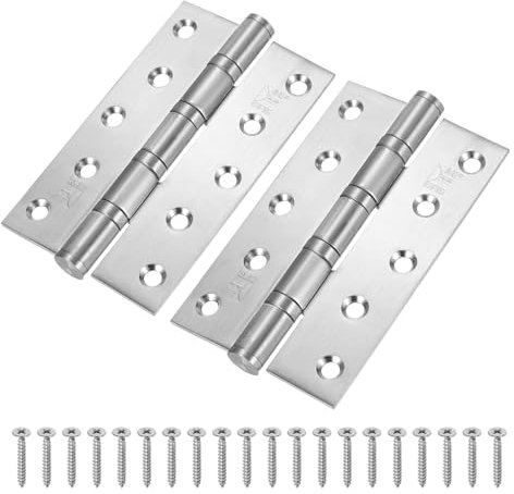 sourcing map Door Hinges, 2Pcs 5 x 3 - 304 Stainless Steel Swing-Leaf Hinge with Screw, Non-Removable Bearing Hinge for Wooden Door Interior Door (Silver)