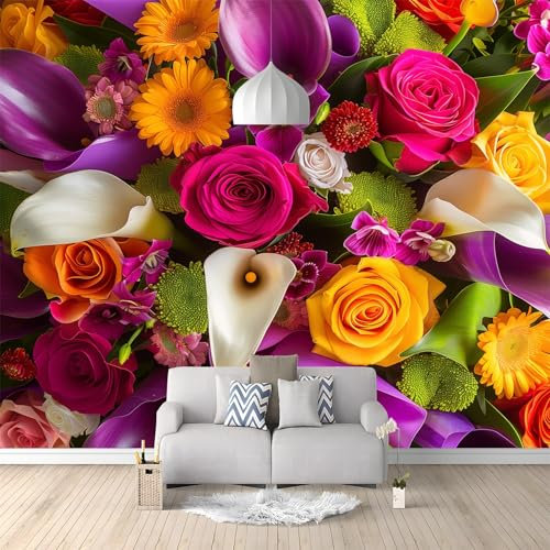 300x210cm Fototapete, Pflanzenrose Calla-Lilie Vlies Tapeten, Selbstklebende Tapete für Wohnzimmer & Schlafzimmer, Farbe Dekoration Fototapete