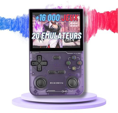 Console De Jeux RetroGaming Portable K36s Pro | Console RetroGaming | +16000 Jeux | Console De Jeux Portable Rétro | Batterie 3500mAh | Carte 64G | Console Retro | Mini Console de Jeux (Violet)