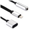 Genérico Cable Adaptador Conector Compatible Lightning Macho a Lightning y Jack 3.5mm Hembra Auriculares 10cm Compatible con iPhone Compatible con iPad