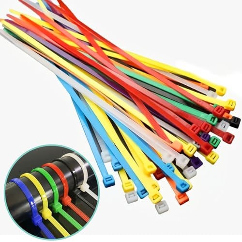 120PCS Cable Ties, 200MMx4.6MM Nylon Zip Tie Coloured Cable Tie Heavy Duty Anti-Slip Plastic Tie Wraps Reusable Cable Tie Secure Self-Locking Mechanism for Cable Management and Indoor or Outdoor Use