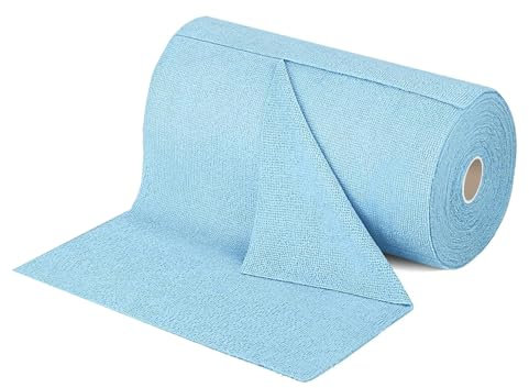 Jinavoty Rollo de paño de limpieza de microfibra, lavable, reutilizable, rollo de toallas de microfibra suave y absorbente, paños de limpieza para cocina, casa, coche (azul, 50 hojas)