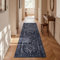 TUKDAK Teppich Läufer für Flur 60×180cm, Marineblau Waschbar Küchenteppich rutschfest Gummirücken, Vintage Faxu Wool Läufer Lang für Eingang Matte Klage für Waschküche Büro Badezimmer