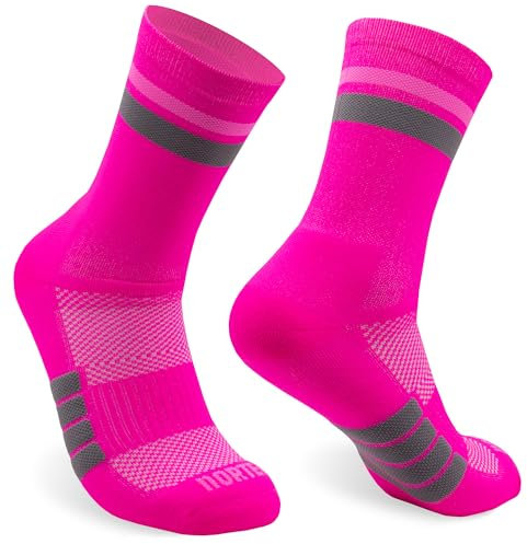 Chaussettes Course et Running Rembourrées, Antidérapantes. Chaussettes de Sport sans Frottements pour Hommes et Femmes (FR/ES, Alpha/lettres, L, TG, Taille normale, Taille normale, DUO Fluor Pink)