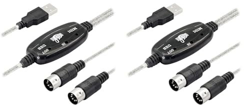 Eioeeklop 2X Adaptador de Cable USB Midi, USB Tipo una Macho una Midi DIN Interfaz de Cable de Entrada y Salida de 5 con Indicador LED para Teclado Musical