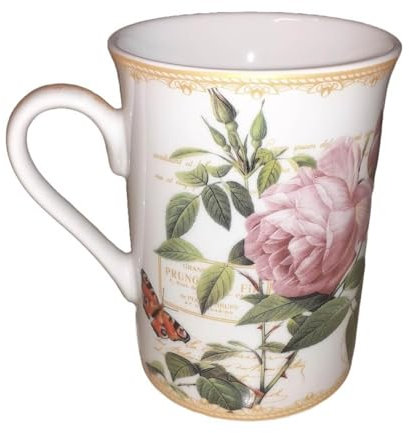 The Leonardo Collection Redoute Rose Mug Pierre-Joseph Redoute, Tea and Coffee Mugs for Hot Drinks | Fine China Printed Mugs for Kitchen & Home | Reusable Ceramic Cups for Every Occasion