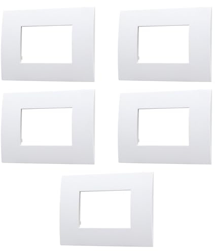 CONFEZIONE DA 5 PLACCHE IN TECNOPOLIMERO, COMPATIBILE CON VIMAR ARKE', 3 MODULI/POSTI, COLORE BIANCO, RETTAGOLARI, SQUADRATE, ALTA QUALITA', DESIGN ELEGANTE E MODERNO, PER INTERRUTTORI/PRESE