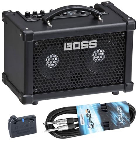 Boss Dual Cube Bass LX Bass-Verstärker mit BT-Dual Bluetooth Adapter und keepdrum Kabel