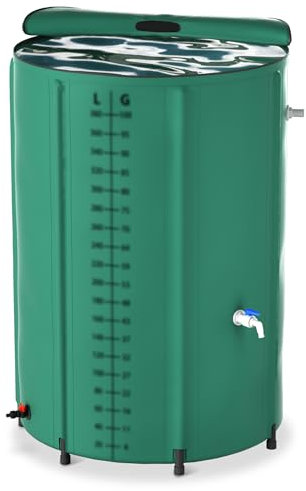 FIVMEN Regentonne 750 Liter Regenwassertonne Regenfass PVC Faltbar Regenwassertank Wassertank Regenwasserfass mit Deckel und Wasserhahn, Grün