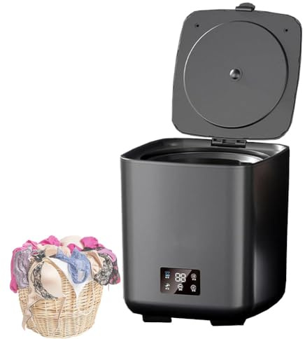 HGTRH Mini à Laver 10L, Entièrement Automatique avec Séchoir à Spin Tuyau D'évacuation Nettoyage Intelligent Entièrement Automatique 4 Réglages de Vitesse Commande Tactile LCD