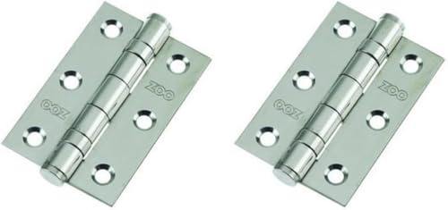 Ironmongery Solutions® 3 / 75mm Ball Bearing Door Hinges – Polished Chrome, Pair, Suitable for Internal Doors