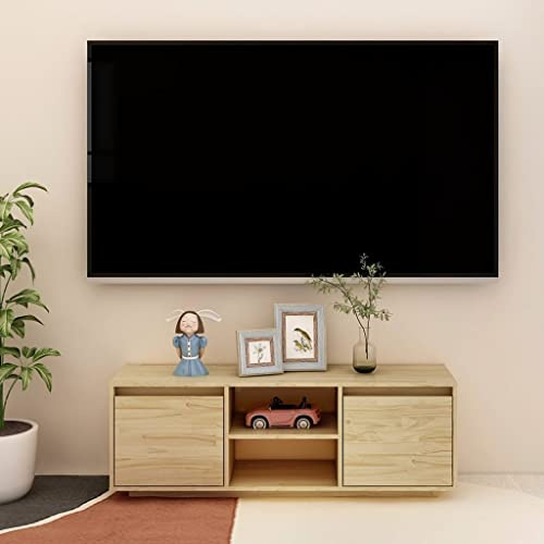 Hoopleep TV-Schrank 110x30x40 cm, Massivholz Kiefer, unbehandelt, robuster Fernseher Ständer für Wohnzimmer, Unterhaltung Zentrum Basis