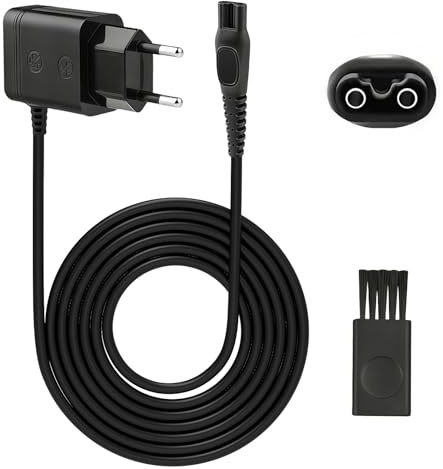 Lethra 15V Chargeur Rasoir pour Philips, Compatible avec Philips HQ8505 Serie 5000 7000 9000 Chargeur Tondeuse Barbe, Câble de Charge Rasoir Adaptateur avec Brosse