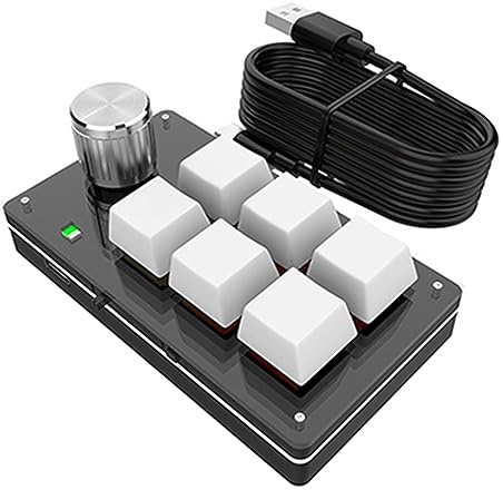 One Hand Wired RGB Keyboard Mechanical USB Custom Macro Programmable with 6 Keys and 1 Knob