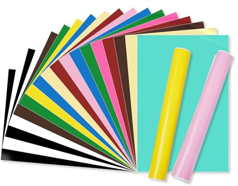 20 Pack Permanent Vinyl Sheets- 30.5 x 20 cm 20 Assorted Colors (11 Glossy & 9 Matte), Self Adhesive Vinyl for Cutting Machines, Cups, Car Windows, Home Decoration