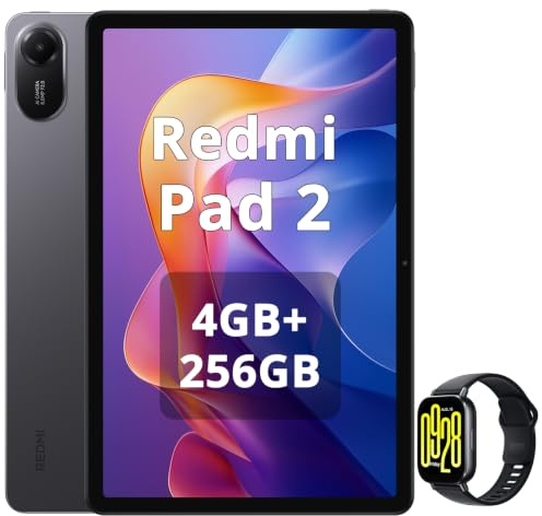 XIAOMI Redmi Pad 2 Tablet 4+256 GB, 11 Pulgadas, 2.5K, Pantalla Ultra Nítida y Enorme, Procesador Helio G100-Ultra, Batería de 9000mAh, WiFi, Gris, Incluido Reloj Inteligente