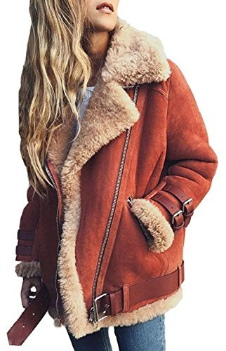 Minetom Donna Cappotto Con Cappuccio Parka Invernale Stile Street Casual Outwear Pelle Scamosciata Moda Giacca Da Moto Inverno Rosso Chiaro IT 40