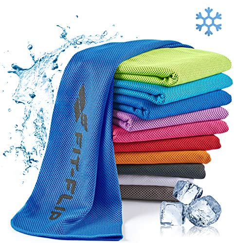 Fit-Flip Kühlendes Handtuch - Ice Cooling Towel und mikrofaser Kühltuch – kühlende Handtücher für Nacken und Hals - Airflip cool Towel für Fitness und Sport - Kühlhandtuch (dunkel blau, 100x30cm)