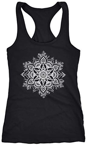 Neverless Damen Tank-Top Mandala Ornament Bohemian Boho Ethno Racerback schwarz L