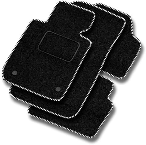 MOTOS Velours Standard Velours-Fußmatten passend für Mercedes-Benz C-Klasse W203 2000-2007 - Standard, Gewebt, Weiß fußmatten Auto - Erleben Sie neuen Fahrkomfort mit einem Velours- Auto fußmatten S