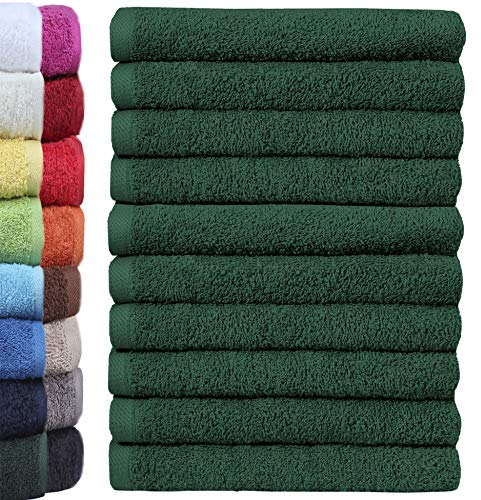 NatureMark 10er Pack Waschlappen | 100% Baumwolle | Frottier Seiflappen | Größe 30 x 30 cm | Frottee Seiftücher im 10er Pack Farbe: Dunkel grün