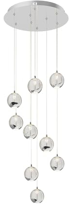 Lucande LED Pendelleuchte Hayley (Design, Modern) in Chrom aus Glas (9 flammig) - Hängelampe Esstischlampe Hängeleuchte Wohnzimmerleuchte
