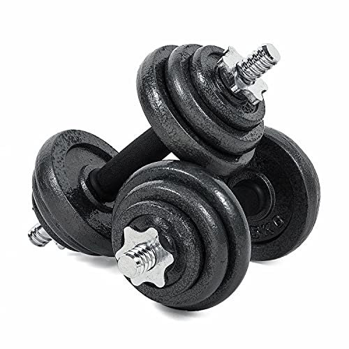 Lions 20kg Weights Dumbbells Set - Cast Iron Adjustable Dumbbell Weight with Solid Handles, Perfect for Bodybuilding Fitness Lifting Training Home Gym