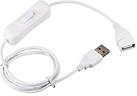 sourcing map USB Cable with ON/Off Switch, USB Male to Female Extension Cord 1M White, for LED Desk Lamp LED Strip, Pack of 2