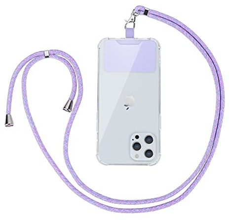 Vauki Cordon Tour de Cou Universelle Téléphone, Lanière en Corde Portable Collier de Longe Nylon, Réglable dragonne Amovible Collier compatibles avec Plupart des Smartphones Cases, Mauve