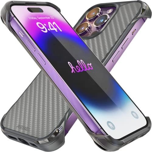 REBEL Schutzhülle für iPhone 14 Pro [Flex-Serie] Freiliegende Seiten, Aramidfaser, stark MagSafe-kompatibel, stoßfeste Schutzecken, verbesserte rahmenlose Hülle 14 Pro 6.1 2022 (Flex Black)