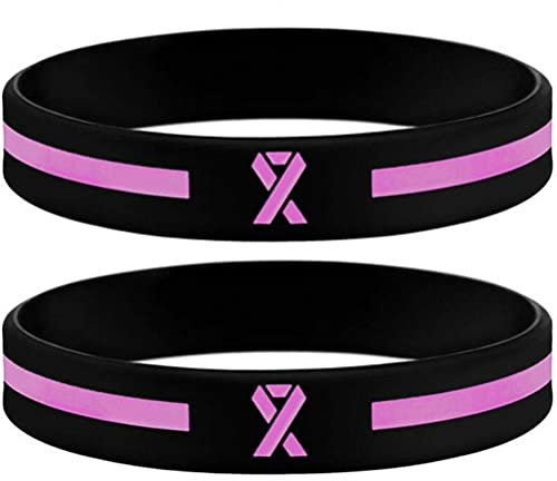 Haowul 2pcs Cancer du Sein Sensibilisation Aux Bracelets De Bracelets en Silicone Rose en Silicone