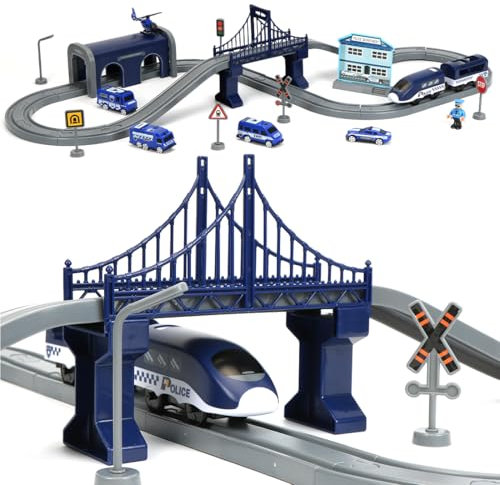 Ferrovia Treno Elettrico Giocattolo, Bambini Treno Elettrico Giocattolo con Binari Autostrada, Connessione Magnetica Treno Bambini Regalo per Ragazzi e Ragazze da 3 4 5 Anni