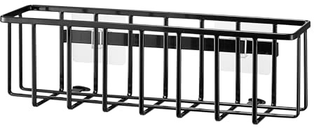 YAMAZAKI 6914 TOWER Film Hook MultiUse Basket L, black, Steel/Silicone/Polycarbonate/PET/Polyurethane, 30.5 x 8.5 x 10 cm