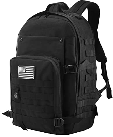 SHANNA Militär Rucksack wasserdicht, 45L Taktischer Rucksack survival rucksack Armee Rucksack MOLLE Assault Pack Taktischer Kampfrucksack für Outdoor Wandern Camping Trekking Angeln Jagd