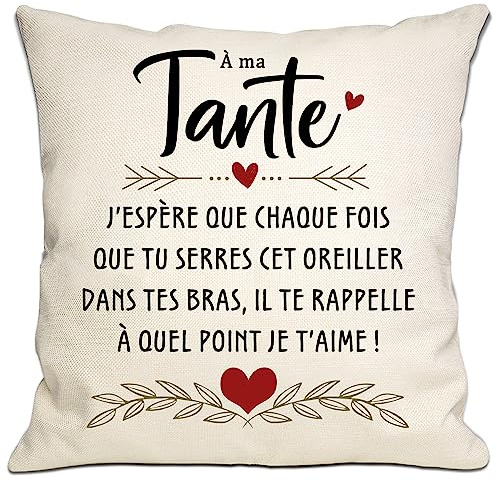 Bommex Tante Cadeau de Nièce Neveu J'espère qu'à Chaque Fois Que tu serres ce Coussin il Te rappelle Combien Je t'aime Housse de Coussin pour Tante Anniversaire Fête des Mères Cadeau de Noël