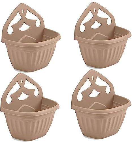 ZARVICZONIA Planters Pots - Wall Mounted for Plants and Flowers (Pack of 1, 2, 3, 4, 5) (Taupe (Pack of 4))
