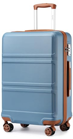 Kono Maletas de Viaje Grandes 23 Kilos 28 | Maleta Rígida ABS, Equipaje Facturado con 4 Ruedas 360° y Candado TSA | Maleta Grande para Mujer (L, Azul grisáceo)