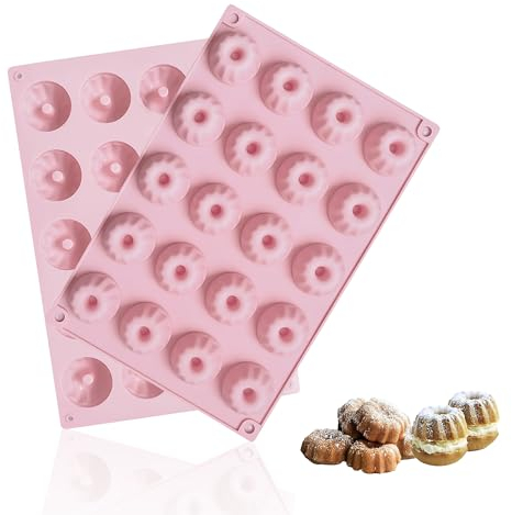 Lot de 2 Moule à kouglof silicone Mini moule à kouglof - Moule à pâtisserie Petit modèle traditionnel Paris Savarin avec revêtement antiadhésif 29X19.5X2.2cm