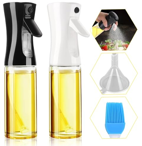 SupRovare 2 Pezzi Nebulizzatore Olio, Spruzzino Olio Per Friggitrice Aria, Nebulizzatore Olio D'oliva, 200ml Spruzzatore Olio Multifunzione Per Olio Per Cucina, Barbecue, Grigliate, Insalate